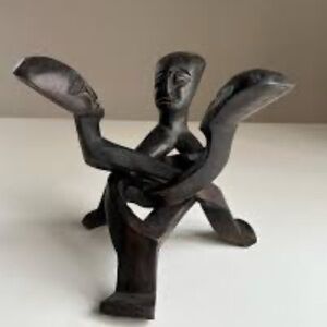 Ghanaian sculpture ‘True Unity’ Vintage hand-carved wooden Interlocking Folk art